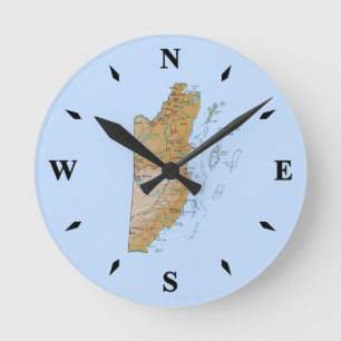 Belize Map Clock Runde Wanduhr