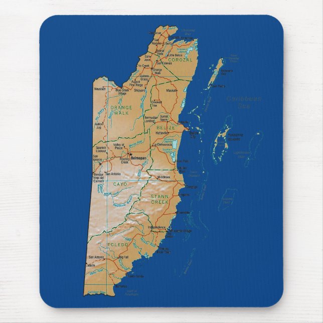 Belize Map Mousepad (Vorne)