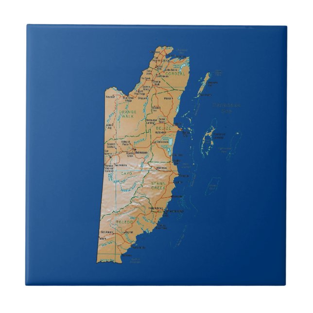 Belize Map Tile Fliese (Vorderseite)