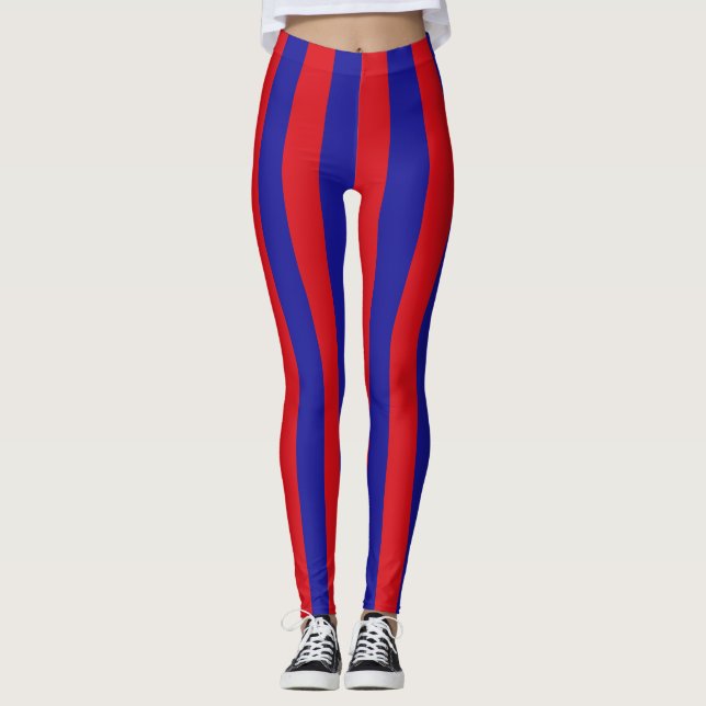 Belize National Flag Colors Vertikal gestreift Leggings (Vorderseite)