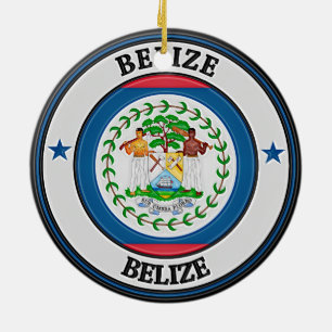 Belize Round Emblem Keramik Ornament