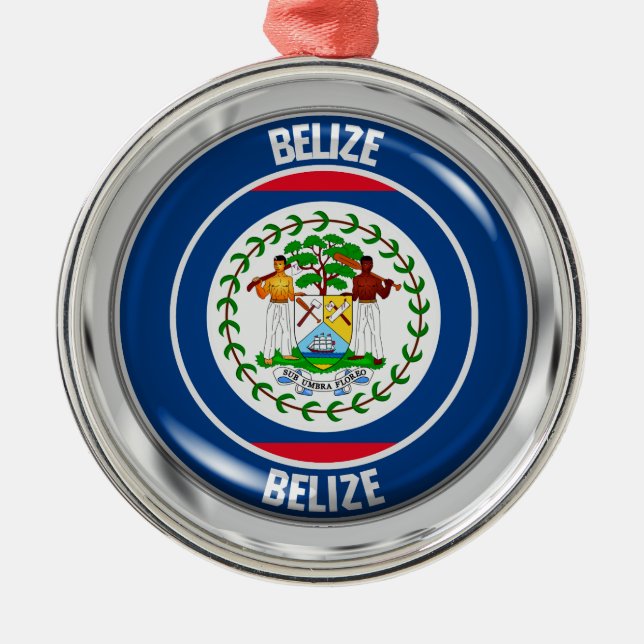 Belize Round Emblem Ornament Aus Metall (Vorne)
