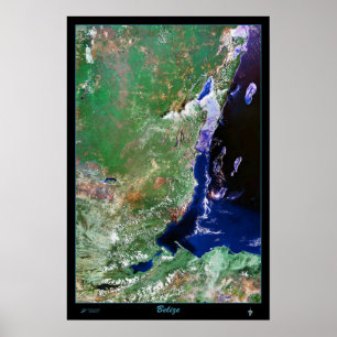 Belize Satelliten Poster Foto Print Map
