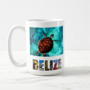 Belize Sea Turtle Blue Ocean Beach Travel Foto Kaffeetasse