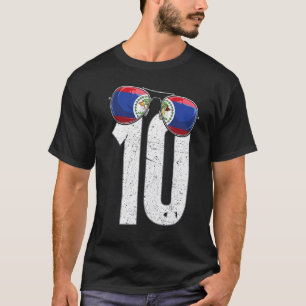 Belize Soccer Player Nummer 10 Belizer Flag T-Shirt