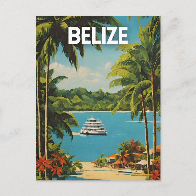 Belize Travel Art Poster Postkarte (Vorderseite)