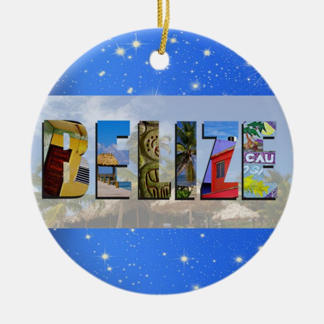 Belize Travel Fotos Tropical Beach Blue Weihnachte Keramik Ornament (Vorne)