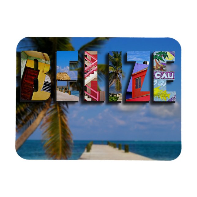 Belize Tropical Beach Blue Ocean Travel Foto Magnet (Horizontal)