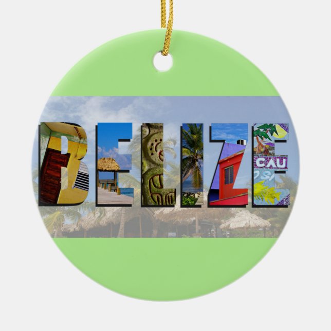 Belize Tropical Beach Blue Ocean Travel Fotos Keramik Ornament (Vorne)