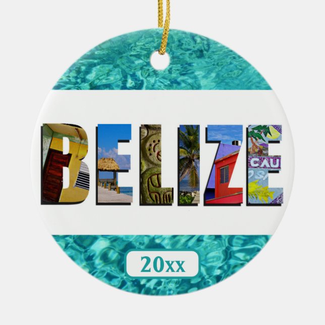Belize Tropical Beach Blue Ocean Weihnachten Keramik Ornament (Vorne)