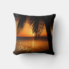 Belize Tropical Palm Tree Sunset Beach Szene Kissen