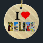 Belize Tropical Sand Beach Reisen Fotos Weihnachte Keramik Ornament<br><div class="desc">Zeigen Sie allen Ihre Liebe für das Land Belize mit diesem Ornament,  das Fotos von Ambergris Caye,  Caye Caulker und Maya-Ruinen enthält,  die über einen tropischen Sandstrand.</div>