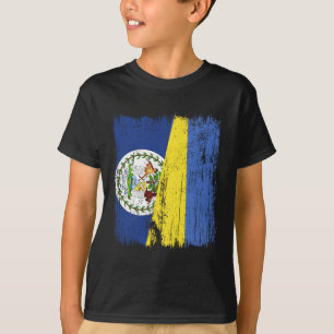 Belize Ukraine Halbflagge Belizisch Ukrainisches E T-Shirt
