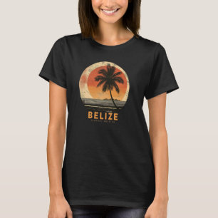Belize Vintag Beach Travel Sunset Palm Trees Retr T-Shirt