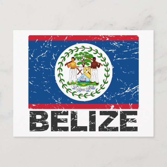 Belize Vintag Flag Postkarte (Vorderseite)
