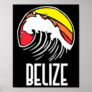 Belize Vintage 80er Retro Surfen Strand Wellen Gra Poster