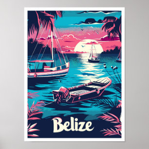Belize Vintage Reiseillustration Poster