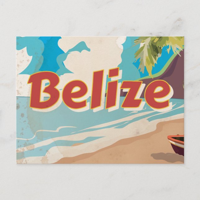 Belize Vintage Reiseplakat Postkarte (Vorderseite)