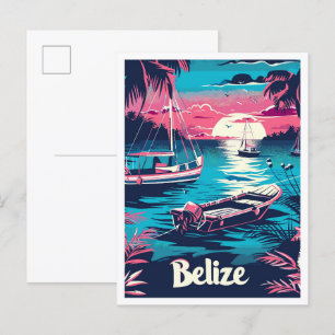 Belize Vintage Travel Illustration Postkarte