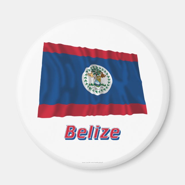Belize Waving Flag mit Namen Magnet (Vorne)