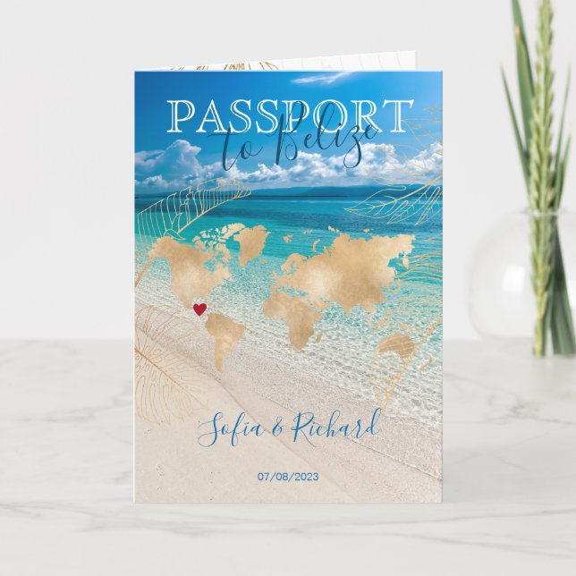 Belize Wedding Destination Passport Karte QR Code (Vorderseite)