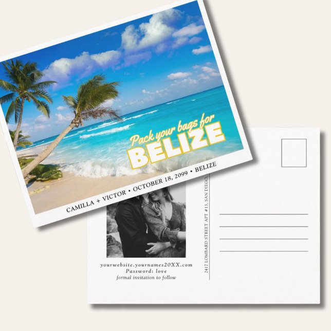 Belize Wedding Island Save the Date Postcard Postkarte (Belize Wedding)