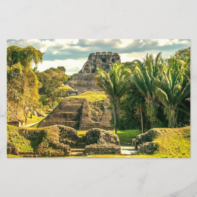 Belize Xunantunich stilisierte Papierblätter (Vorderseite)