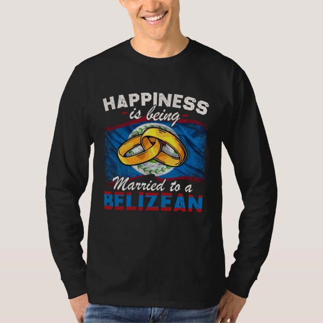 Belizean Marriage Belize Married Flag Wedded Cultu T-Shirt (Vorderseite)