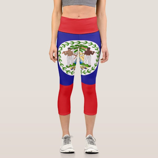 Belizische Flagge Capri Leggings (Vorderseite)