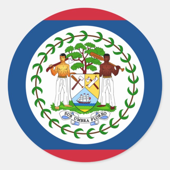Belizische Flagge, Flagge von Belize Runder Aufkleber (Vorderseite)