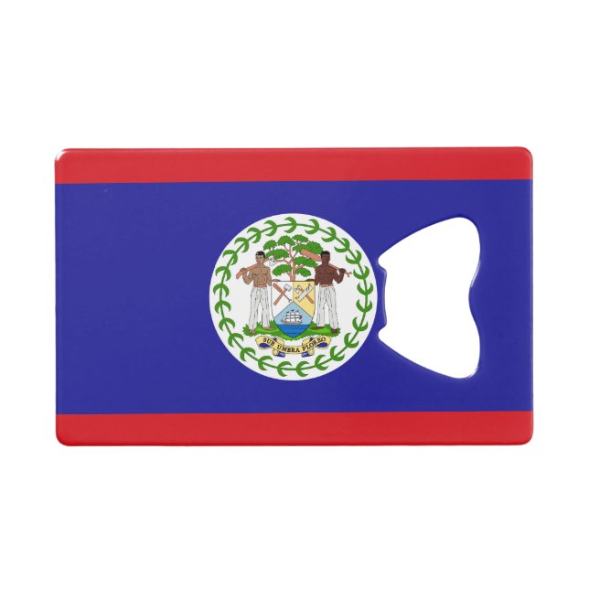 Belizische Flagge Geldbeutel Flaschenöffner (Vorderseite (Horizontal))