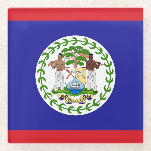 Belizische Flagge Glasuntersetzer (Vorderseite)