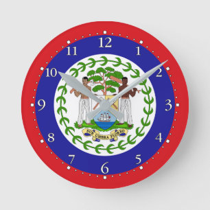 Belizische Flagge Runde Wanduhr