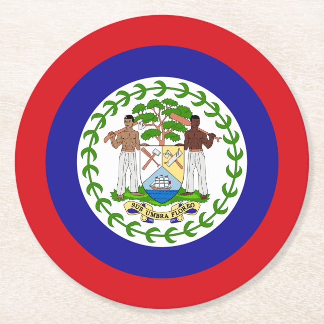 Belizische Flagge Runder Pappuntersetzer (Vorderseite)