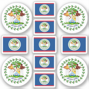 Belizische Staat-Symbole / Wappen und Fahne Aufkleber