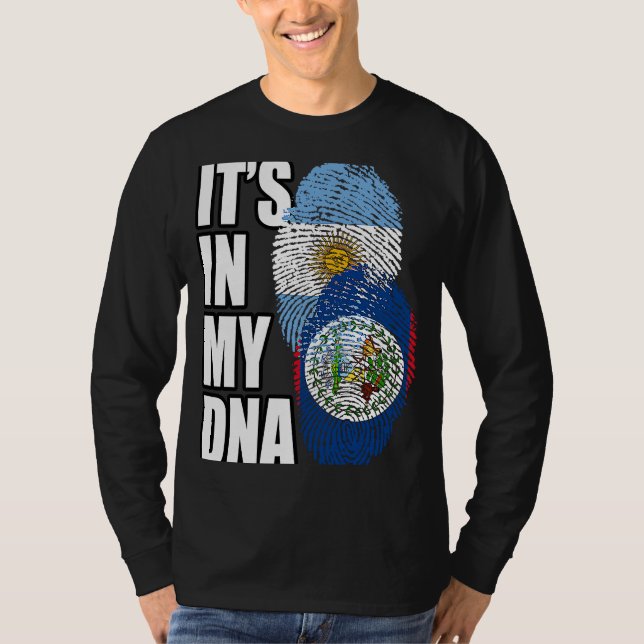 Belizisches und argentinisches Mix-DNA-Flaggengebi T-Shirt (Vorderseite)