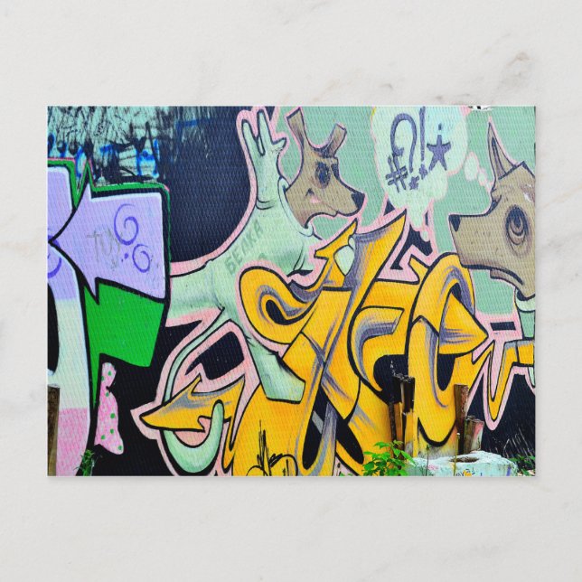 Belka und Strelka-Graffiti Postkarte (Vorderseite)