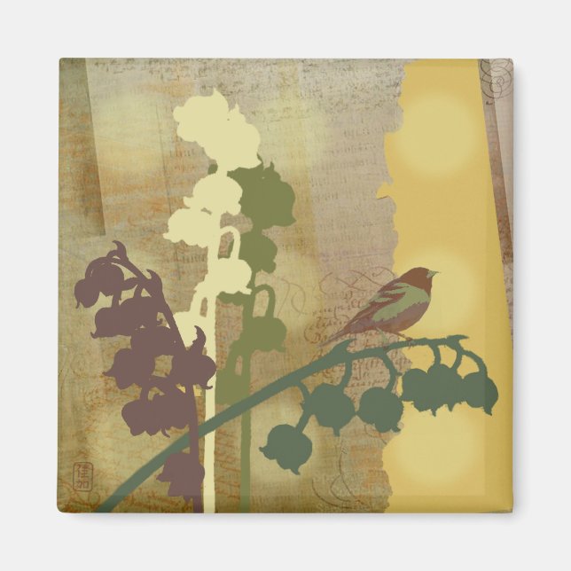 Bell Blume Bird Design Magnet (Vorne)