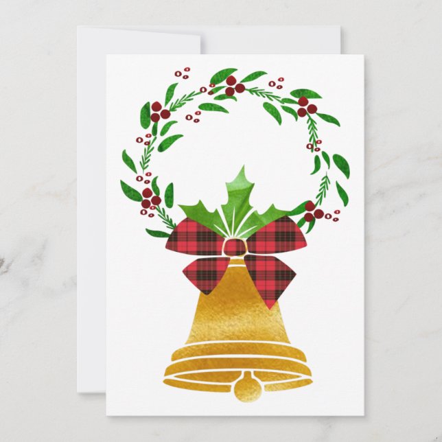 Bell Christmas Flat Karte (Vorderseite)