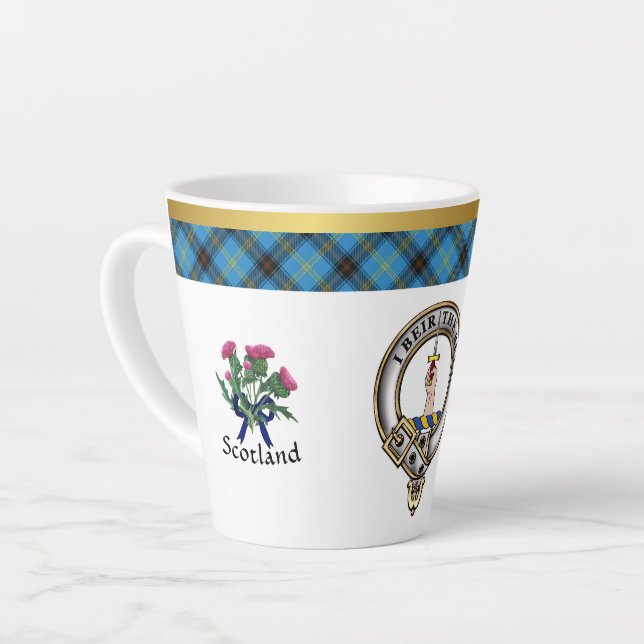 Bell Clan Abzeichen Tartan & Motto Milchtasse (Linke Ecke)
