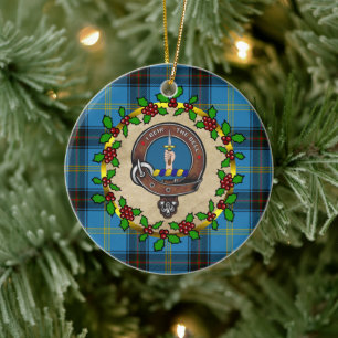 Bell Clan Abzeichen & Tartan Personalisierte Weihn Keramik Ornament