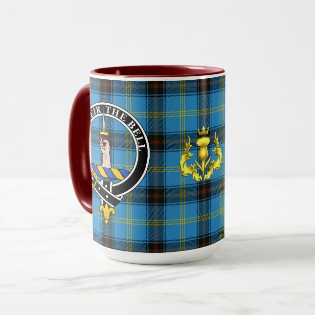 Bell Clan Abzeichen & Tartan Tasse (Vorderseite Links)