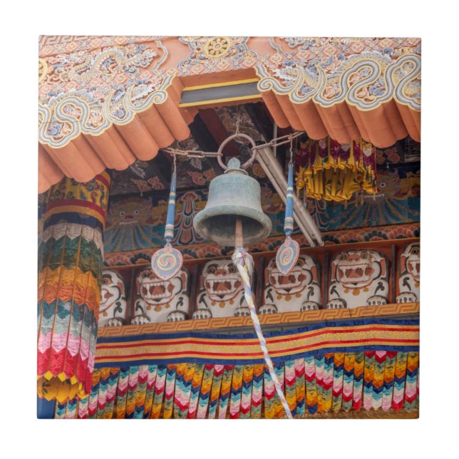 Bell in Punakha Dzong - Bhutan, Himalaya, Asien Fliese (Vorderseite)