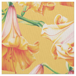 Bell Lily orange gelbe Aquarelltüte Stoff