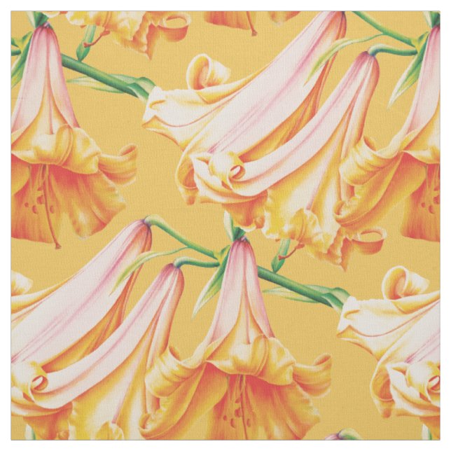 Bell Lily orange gelbe Aquarelltüte Stoff (Muster)
