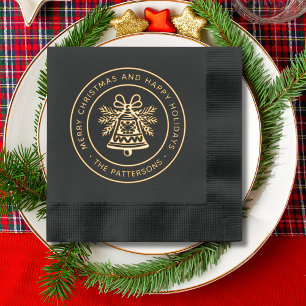 Bell Merry Christmas Happy Holidays Personalisiert Servietten Mit Folie