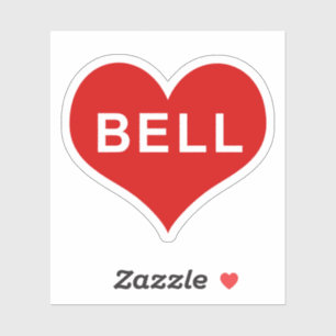 BELL NAME Rotes Herz Vinyl Aufkleber