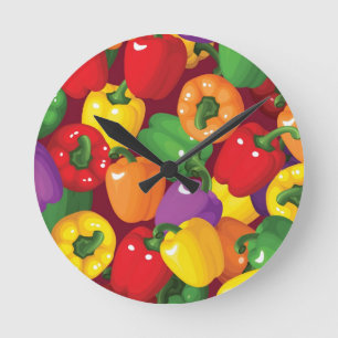 Bell Pepper Pattern Runde Wanduhr