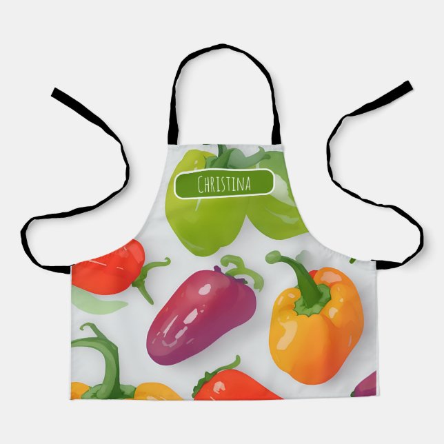 Bell Pfeffer Wasserfarbe Personalisierte Seite Schürze (Vorderseite)
