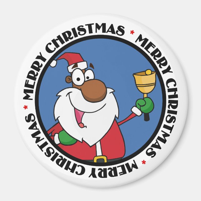 Bell Ringing Black Santa Claus Magnet (Vorne)